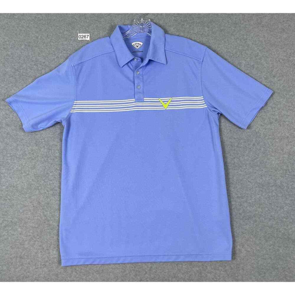 Callaway Polo Shirt Mens‎ L Blue Chest Stripe Golf Performance